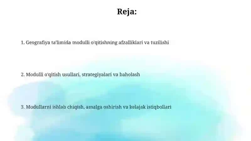 Modulli Geografiya O'qitish 2