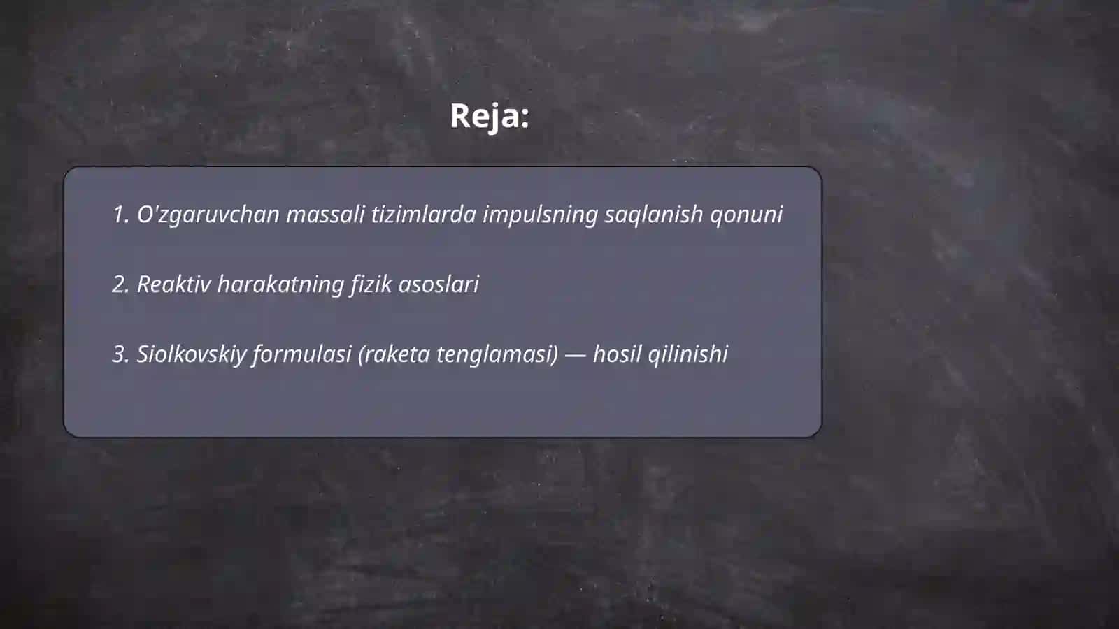 Siolkovskiy formulasi 2
