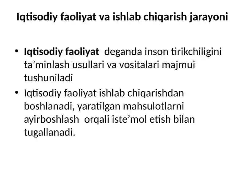 Iqtisodiy faoliyat va uning samaradorligi 2