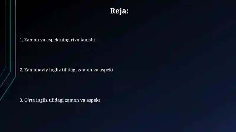 Zamon va Aspektning Rivojlanishi 2