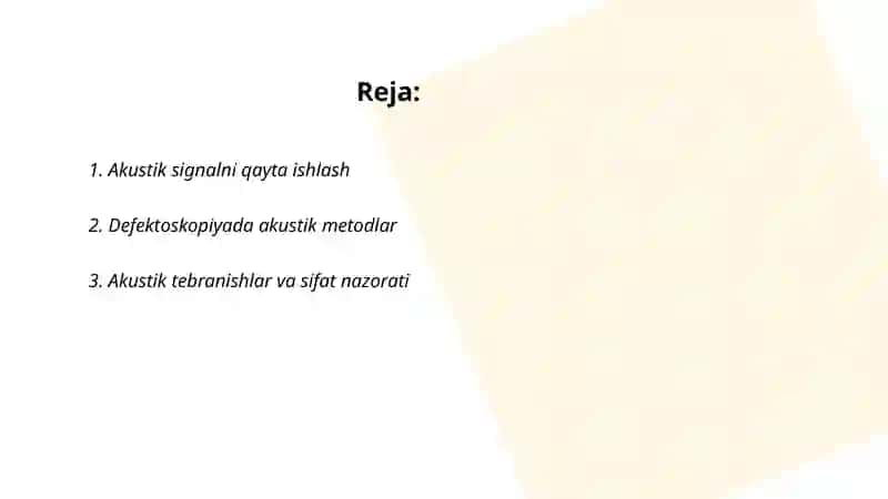 Akustik signalni qayta ishlash 2