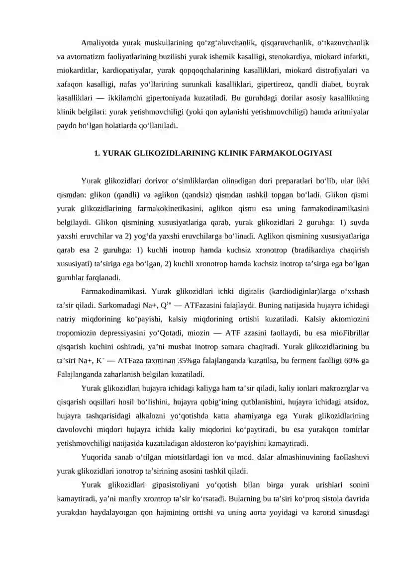 Yurak glikozidlarining klinik farmakologiyasi 2