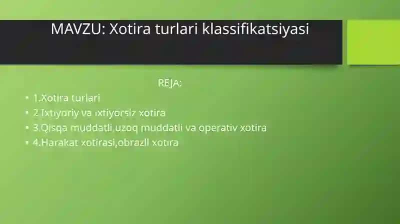Xotira turlari klassifikatsiyasi 2