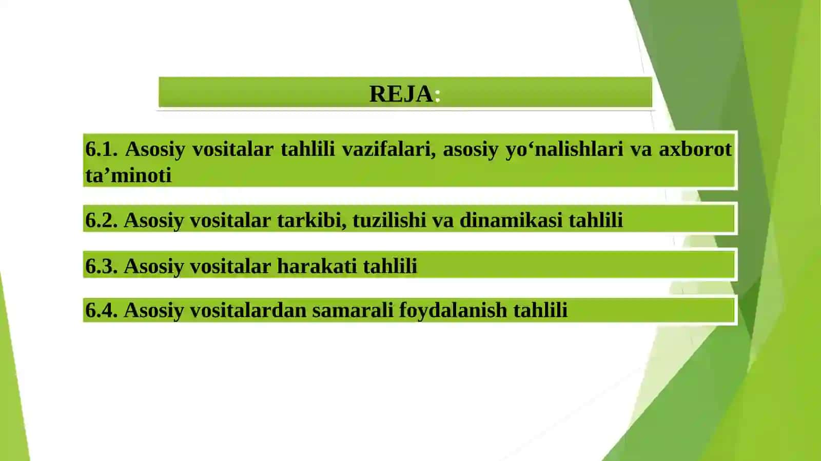 Asosiy vositalar tahlili 2
