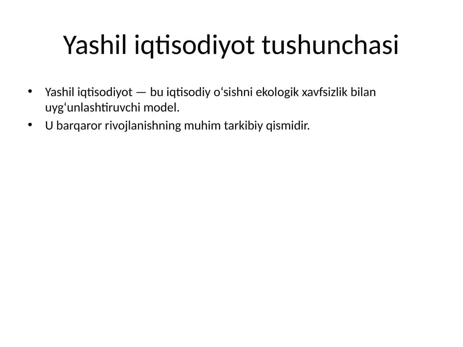 Yashil iqtisodiyot modeli 2