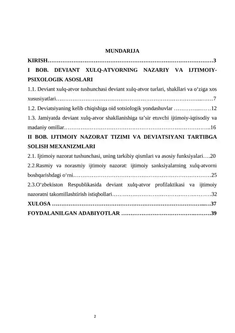 Deviant xulq-atvor va ijtimoiy nazorat mexanizmlari 2