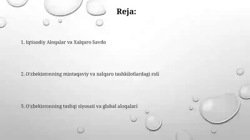 O'zbekiston iqtisodiy aloqalari 2