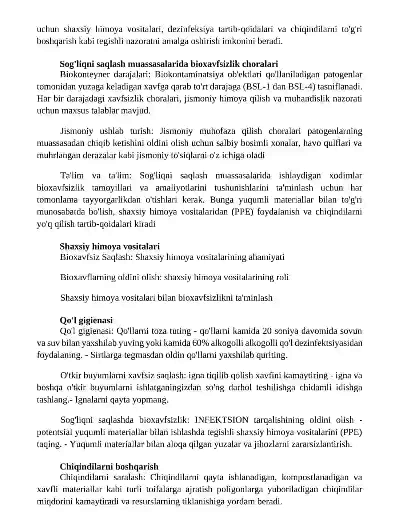 Inson Sog'Lig'Ida Saqlashda Bioxavfsilikni Ta'Minlash 2