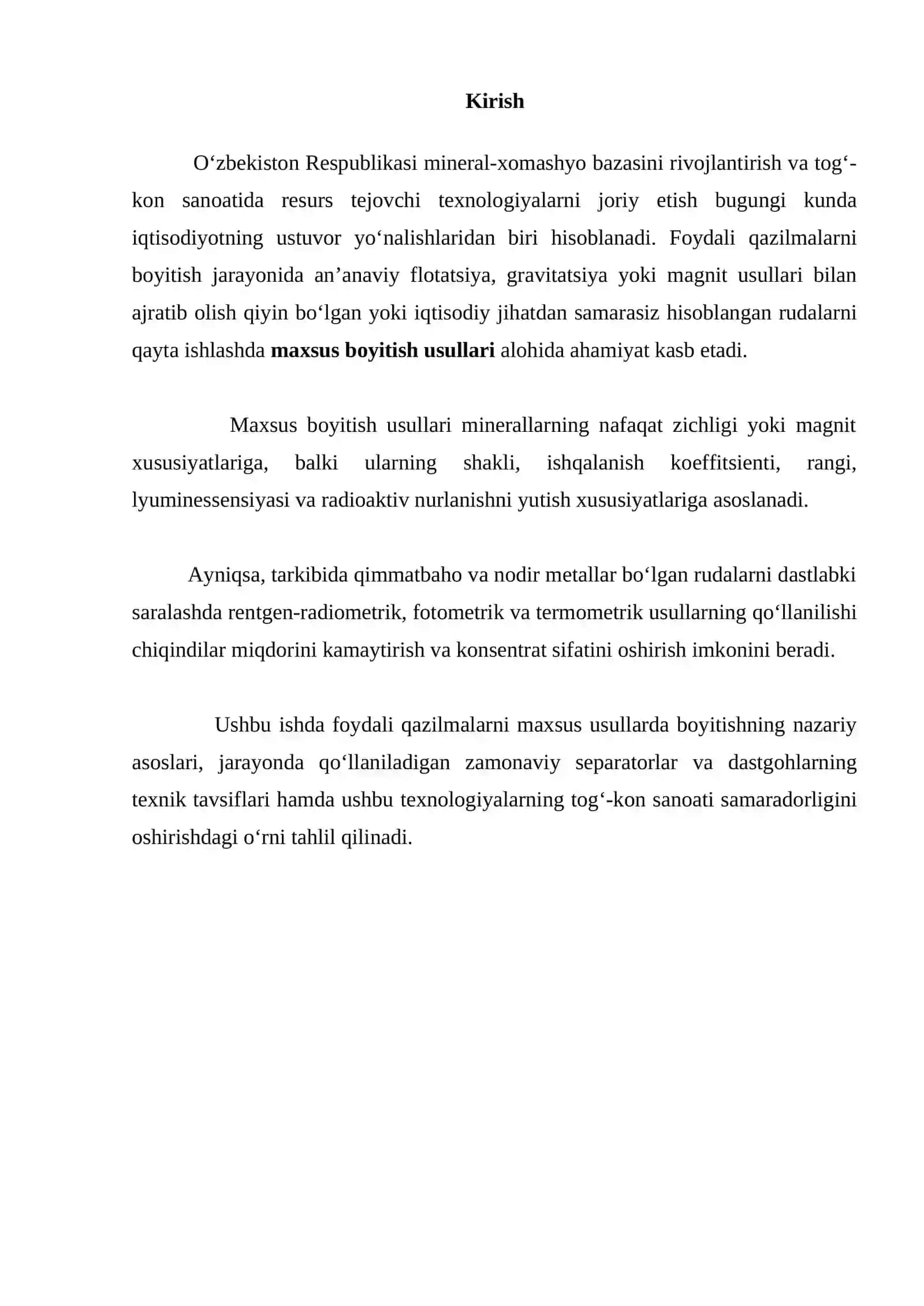 Maxsus usullarda boyitish va unda ishlatiladigan dastgohlar haqida ma`lumotlar 2