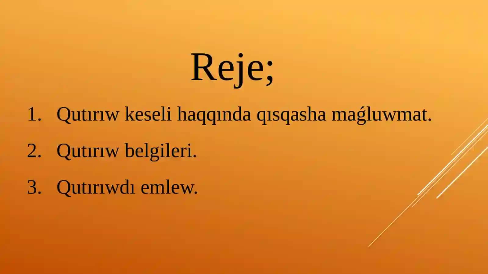 Qutırıw keseline diagnoz qoyiw 2