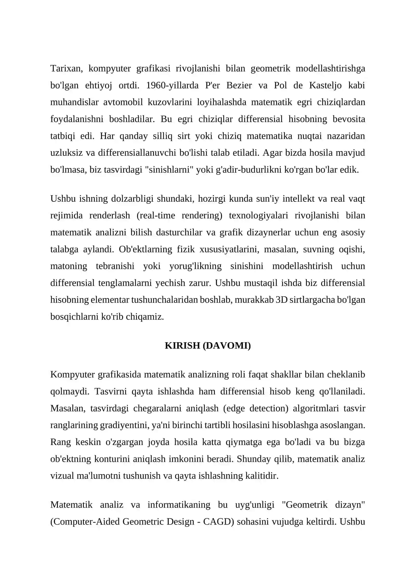 KOMPYUTER GRAFIKASIDA DIFFERENSIAL HISOB TATBIQLARI 2
