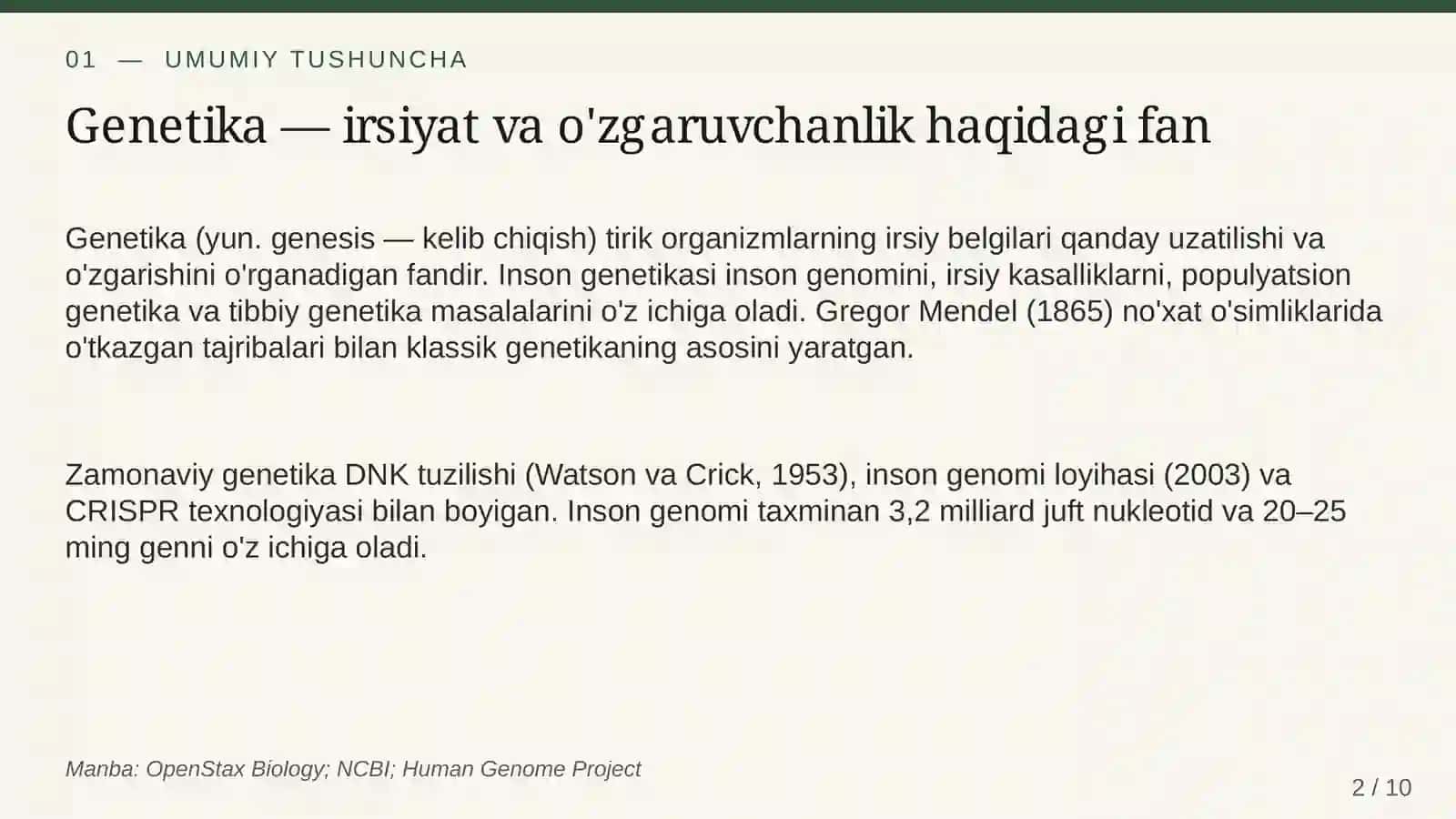 Inson genetikasi va irsiyat 2