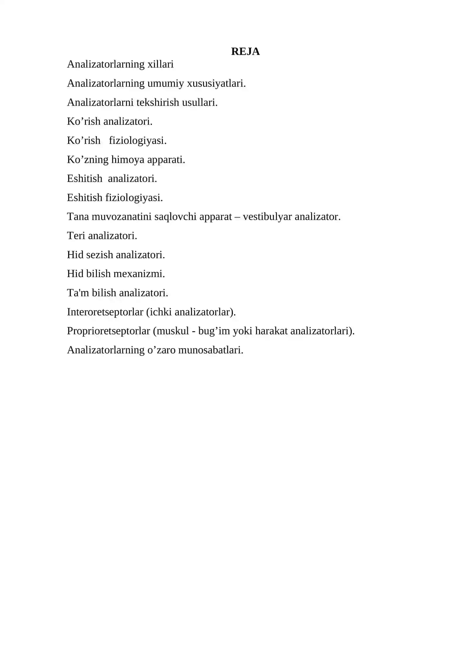Sensor tizimlar fiziologiyasi 2