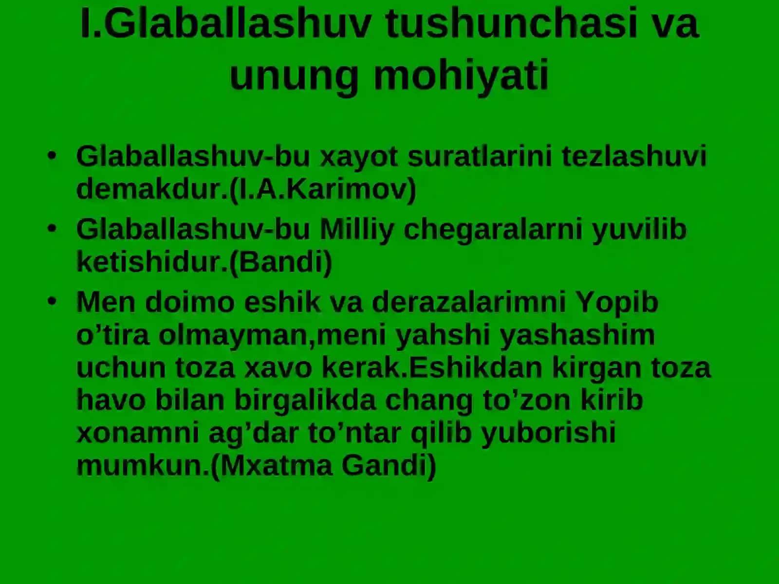 Globallashuv va jarayonlari mafkuraviy jarayonlar 2