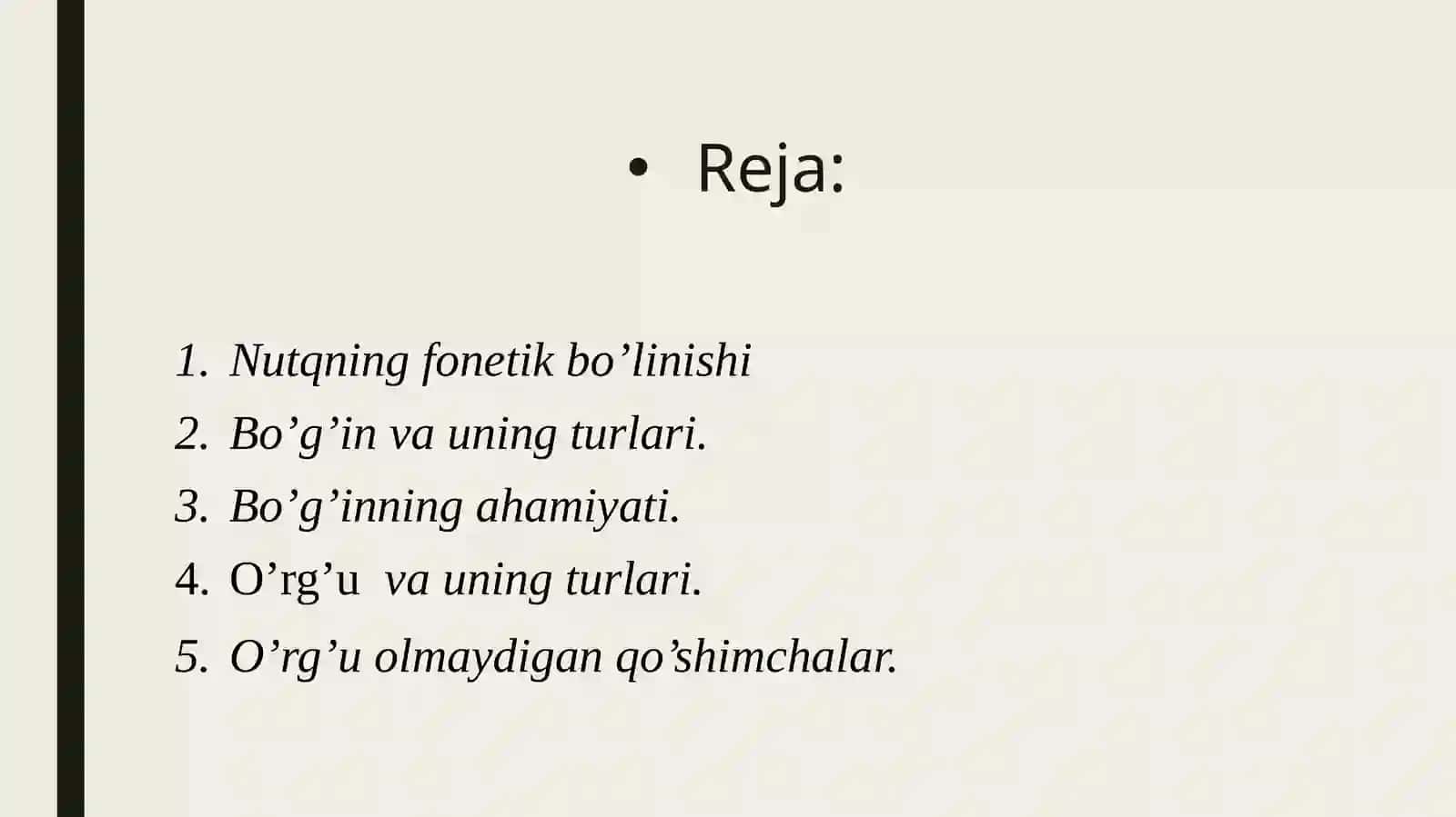 Nutqning fonetik bo’linishi. O’rg’u va bo’g’in 2