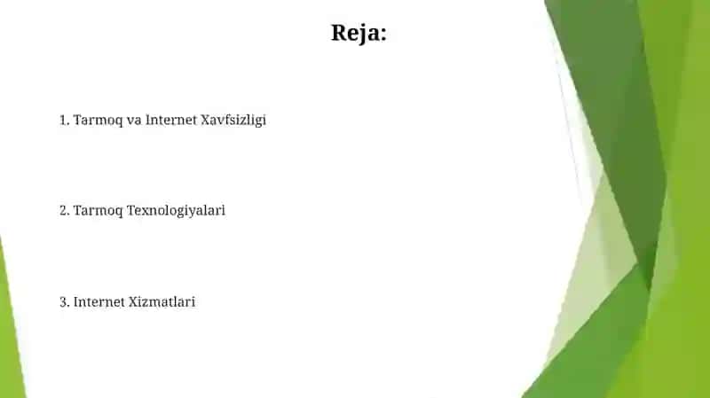 Tarmoqli texnalogiyalari va internet xizmatlari 2