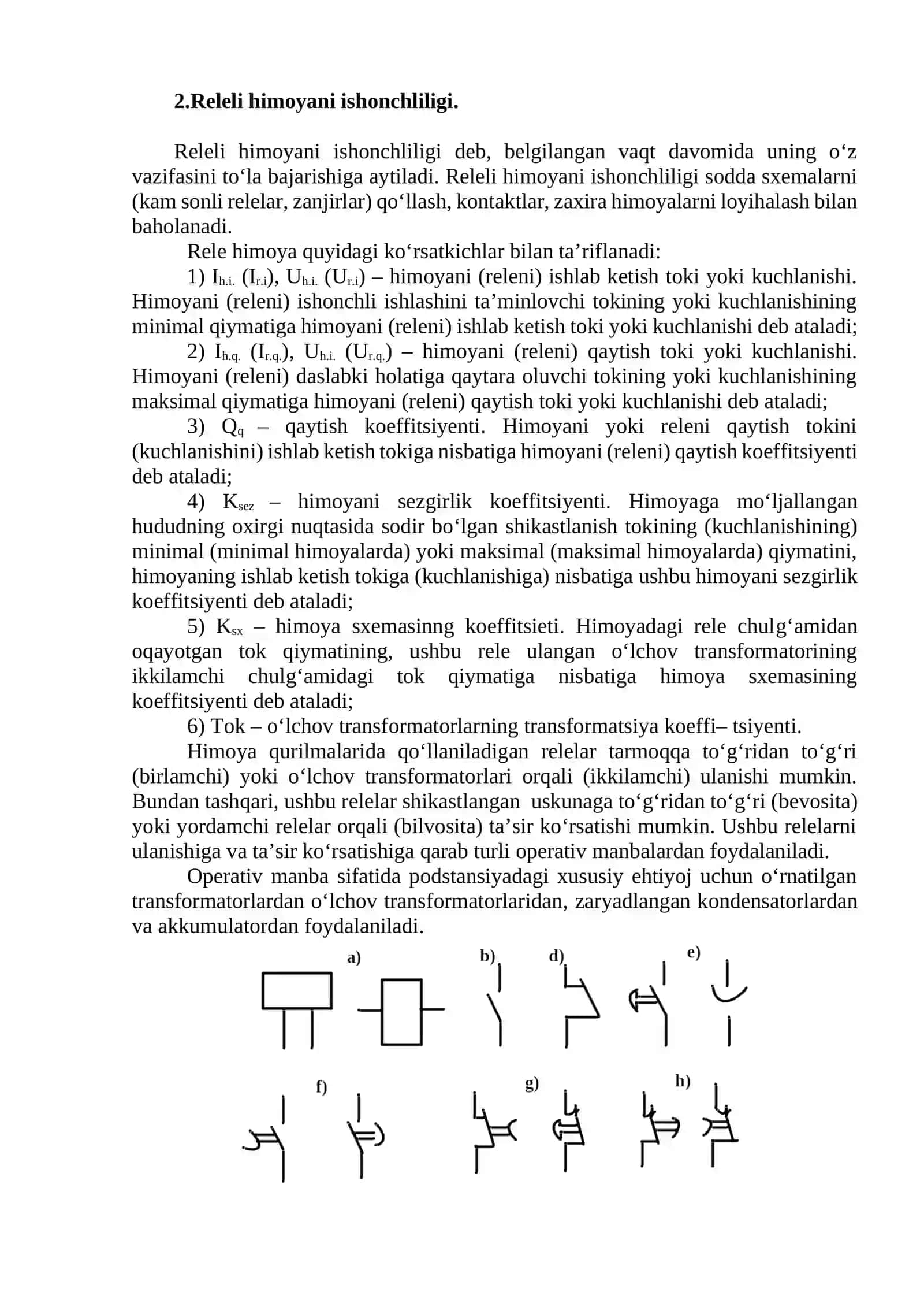 Elektr ta’minotini tizimida releli himoyalar 2