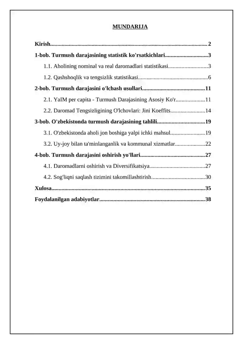 Aholi turmush darajasi statistikasi 2