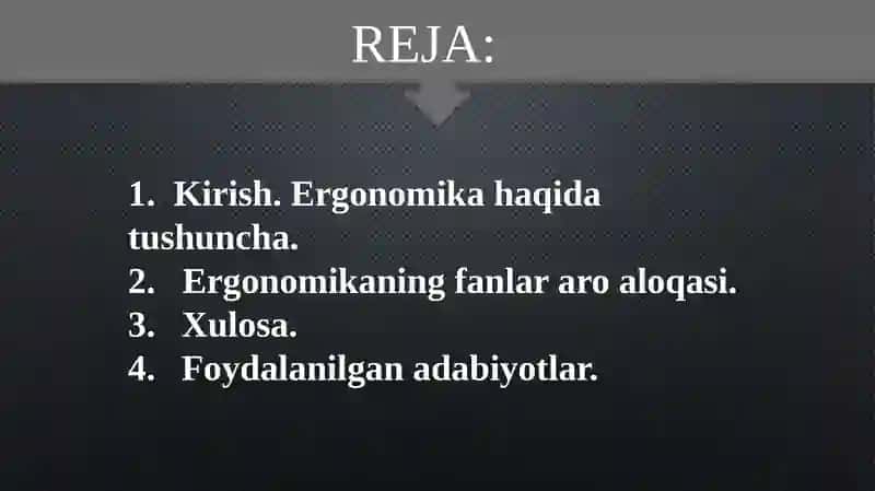 ERGONOMIKANING FANLAR ARO ALOQASI 2