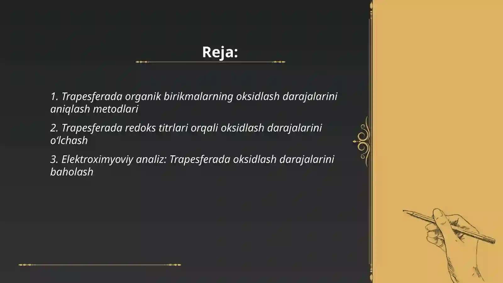 Trapesferada organik birikmalarning oksidlash darajalarini aniqlash 2
