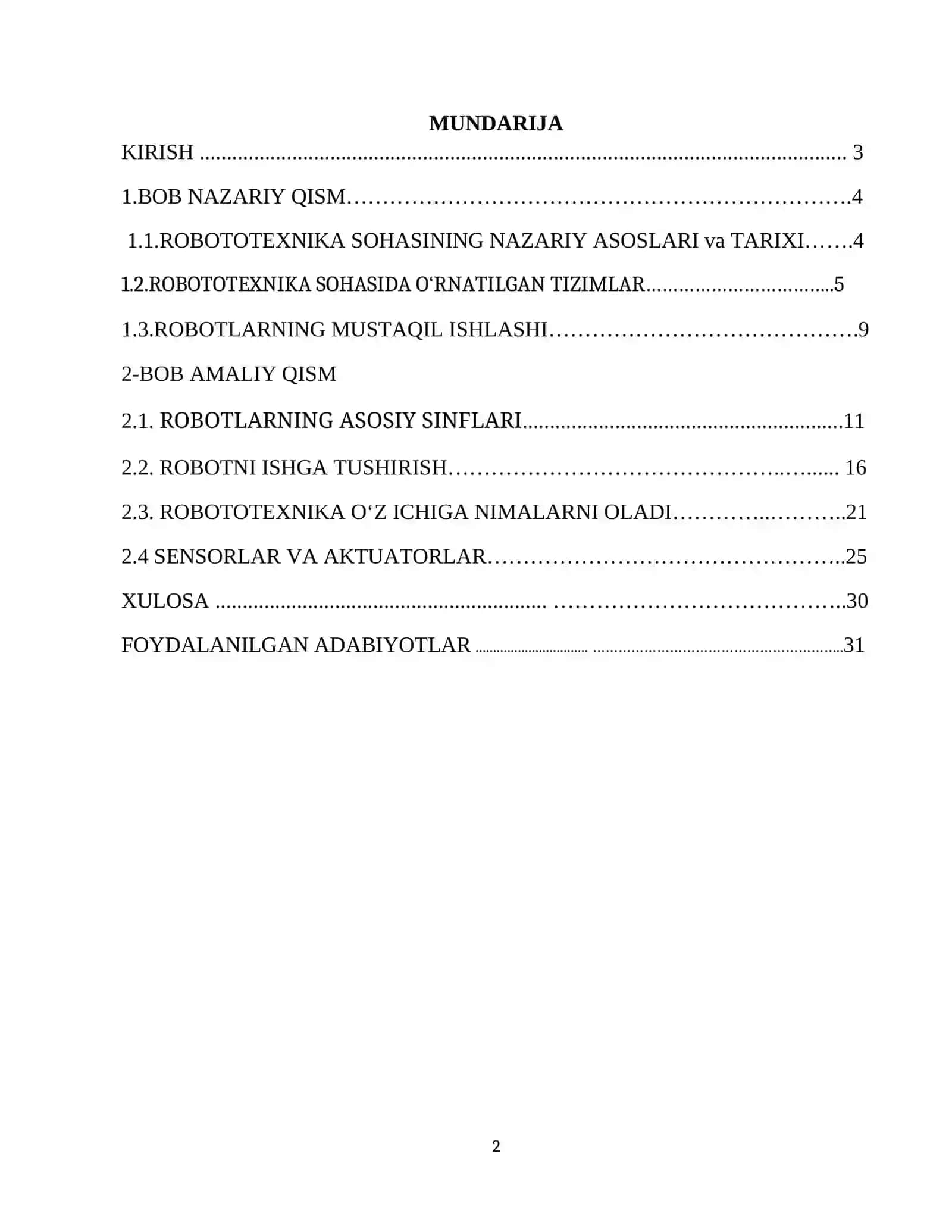 ROBOTOTEXNIKA SOHASIDA O‘RNATILGAN TIZIMLAR 2