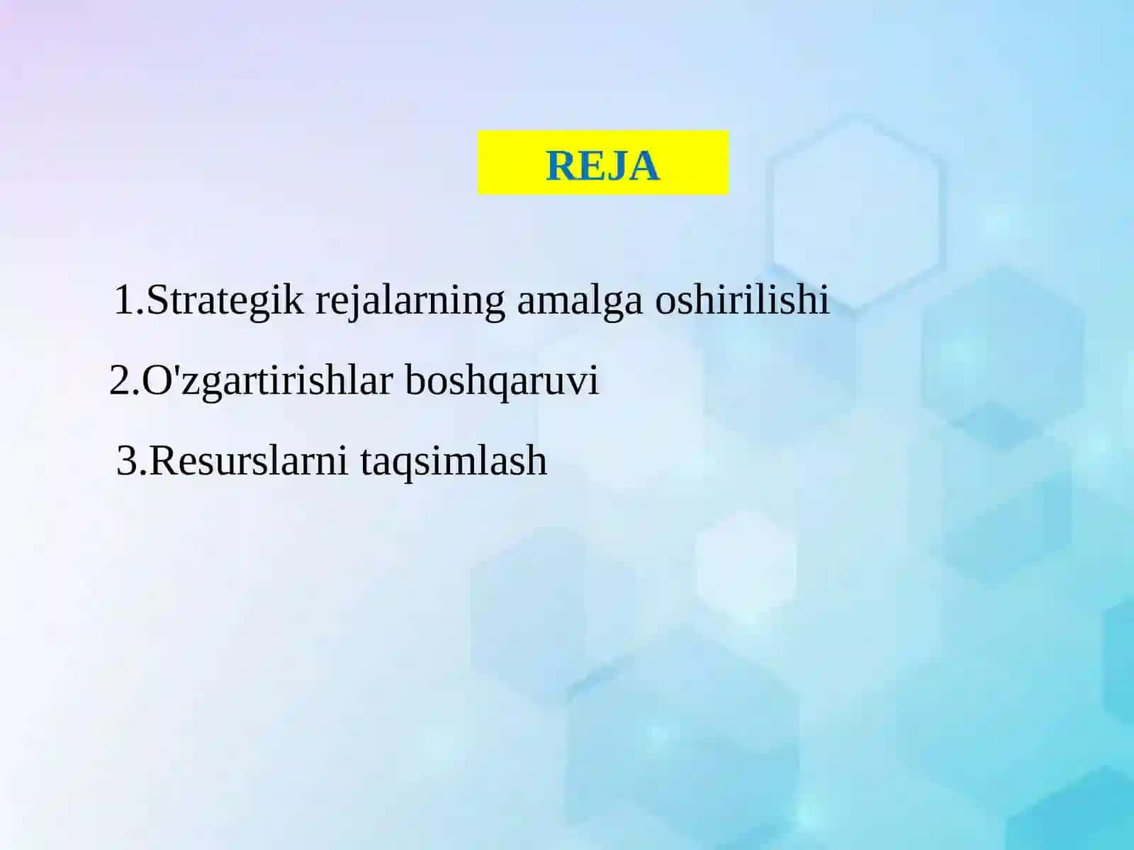 Strategiyani amalga oshirish va tashkiliy o'zgarishlar 2