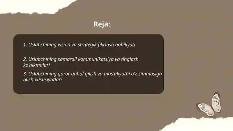 Uslubchining liderlik va rahbarlik xususiyatlari 2