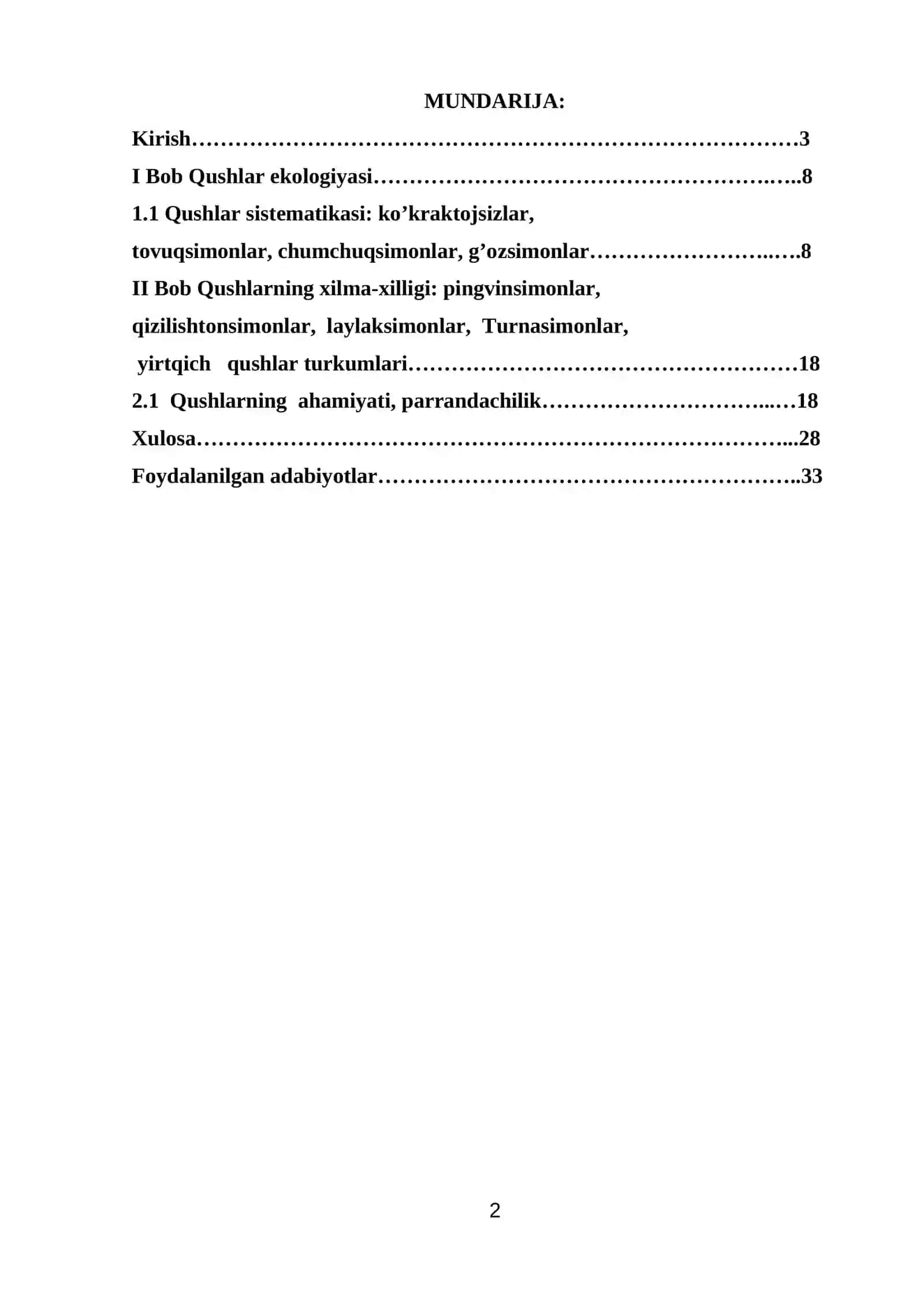 Qushlar ekologiyasi 2