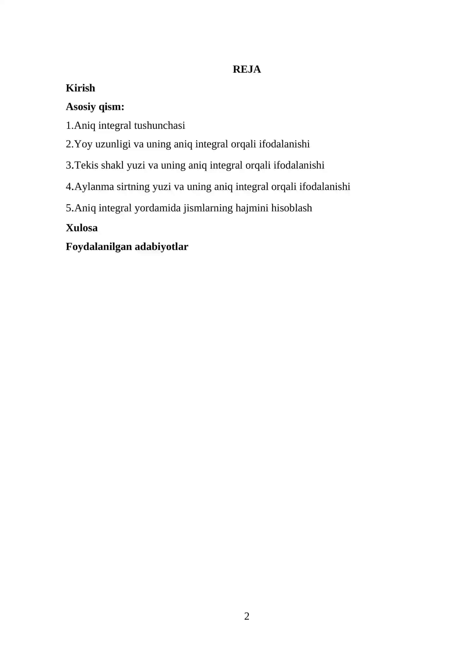 Aniq integralning geometriyaga tatbiqlari 2