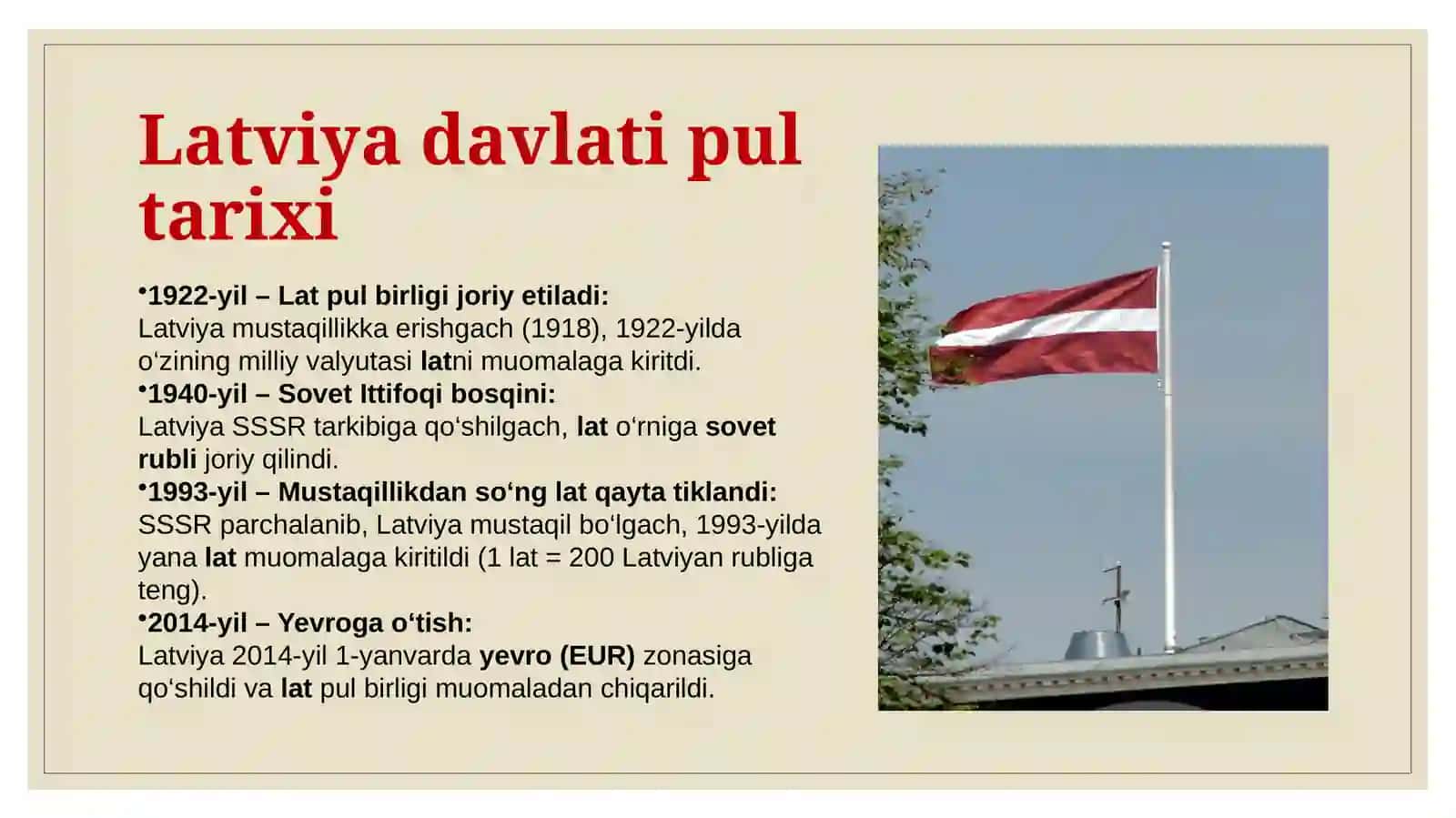 Latviya davlati pul tarixi 2