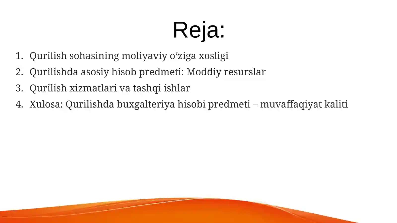 Qurilish tashkilotlarida buxgalteriya hisobi predmeti 2
