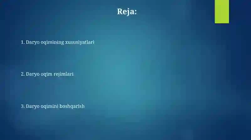 Daryolar suv rejimining davrlari 2