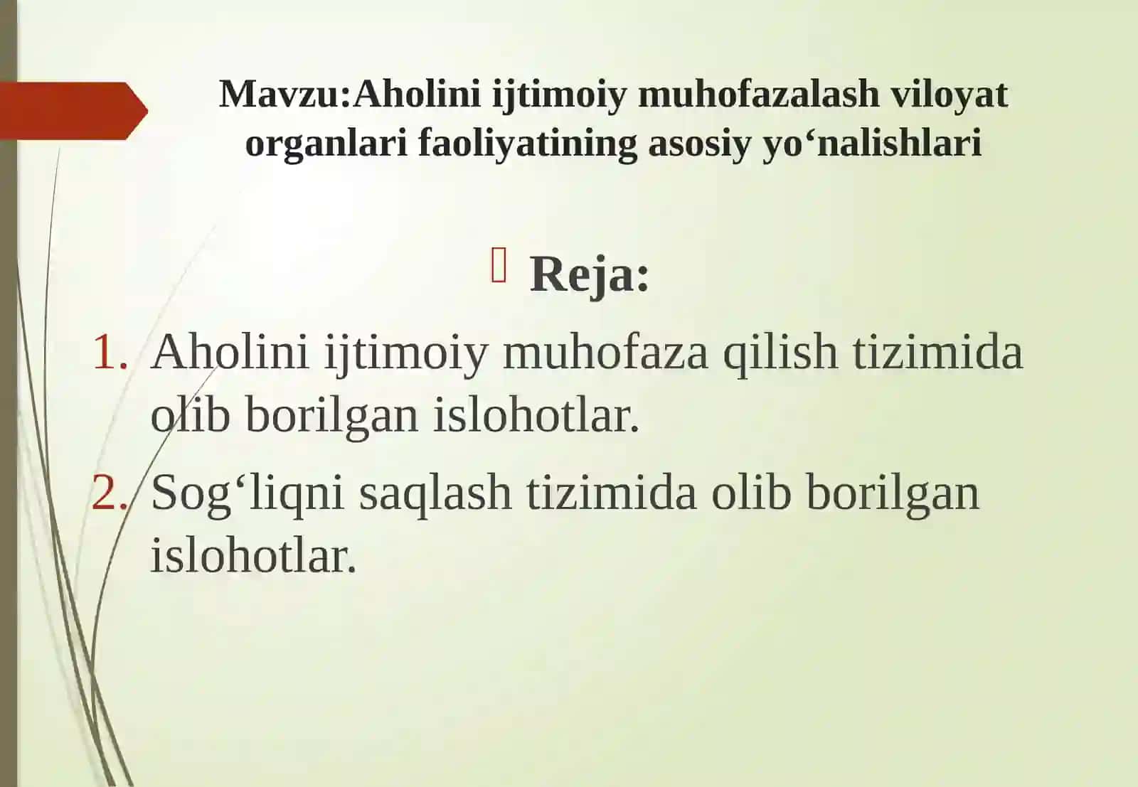 Aholini ijtimoiy muhofazalash viloyat organlari faoliyatining asosiy yoʻnalishlari 2