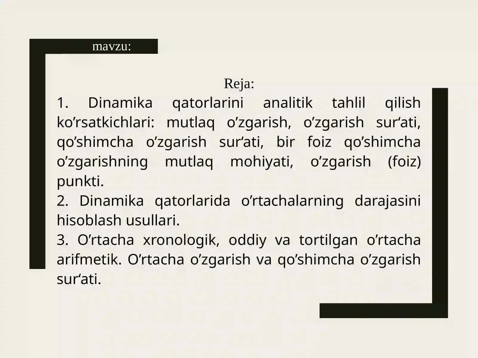 Dinamika statistik o‘rganish uslubiyati 2