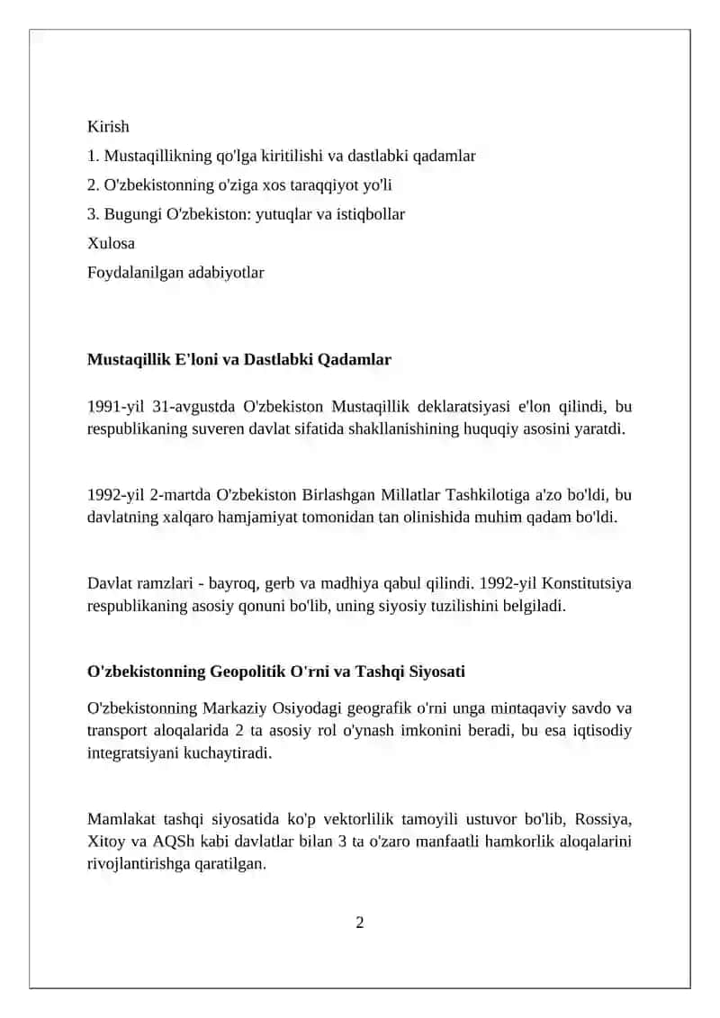 O'zbekiston Mustaqilik yoli 2