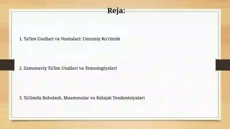 Ta'lim Usullari va Vositalari 2