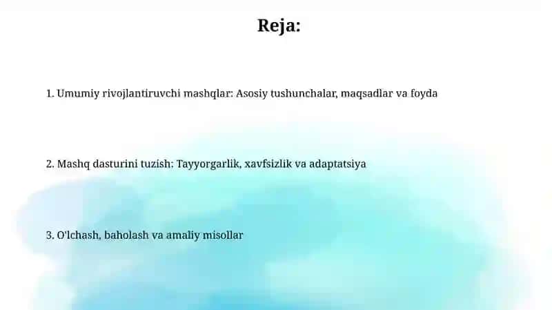 Umumrivojlantrish mashqlarni tuzish 2