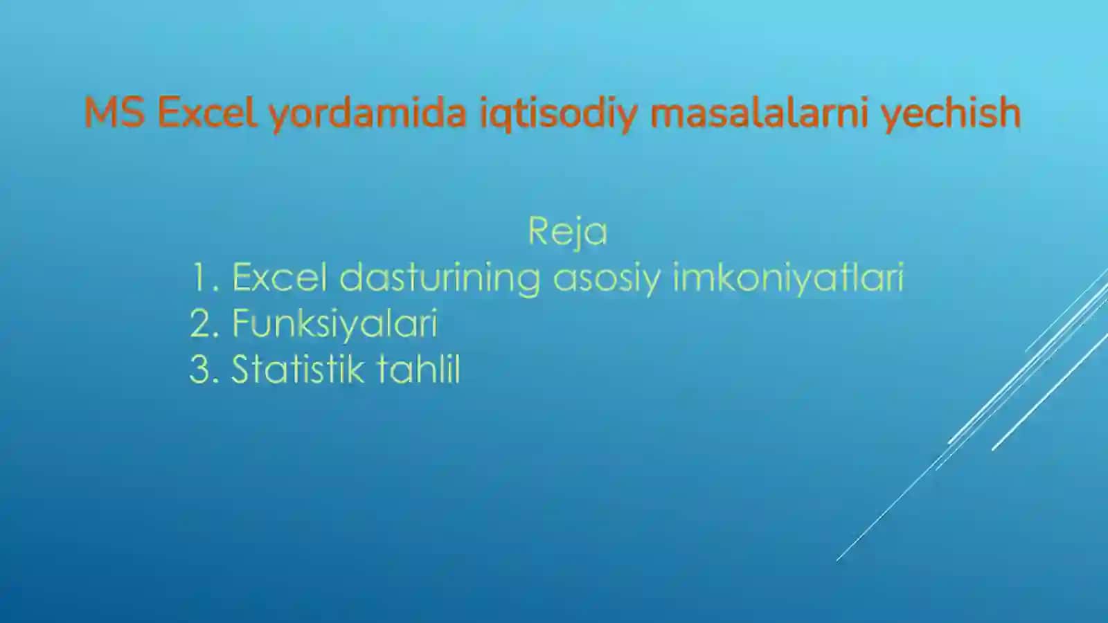 MS Excelyordamidaiqtisodiymasalalarniyechish 2