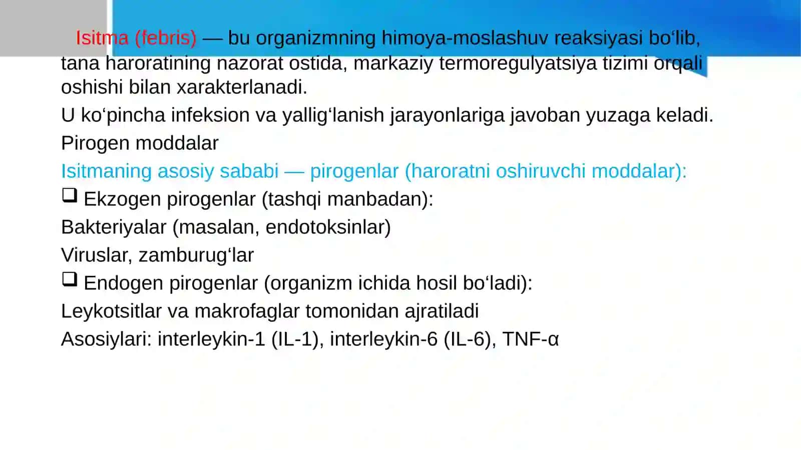 Isitma tushunchasi va patogenezi 2