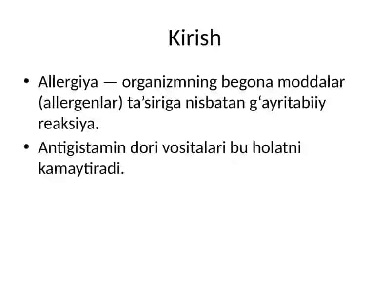 Allergiyaga qarshi dori vositalari 2
