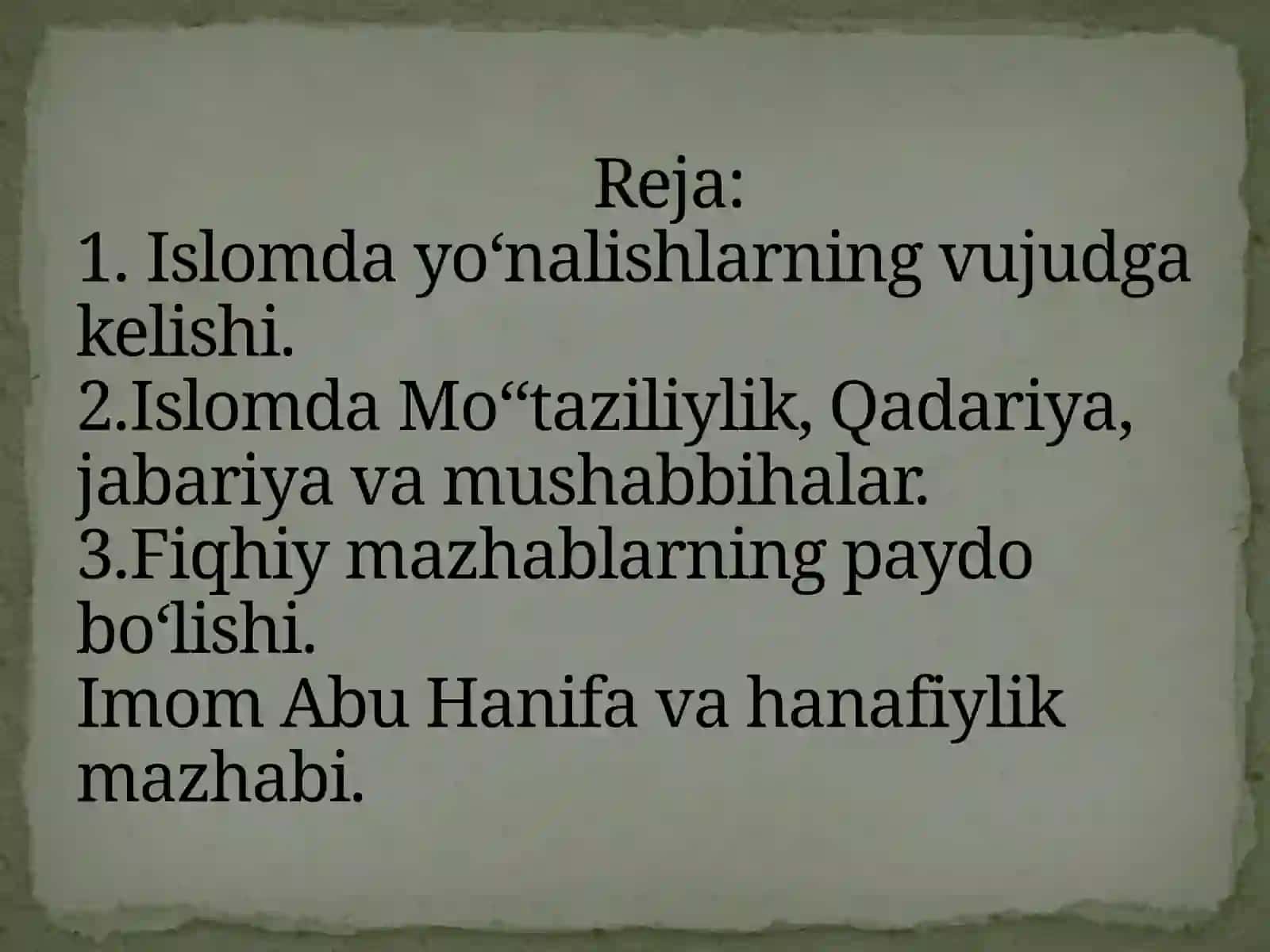 Islom dinidagi mazhablar va yo’nalishlar 2