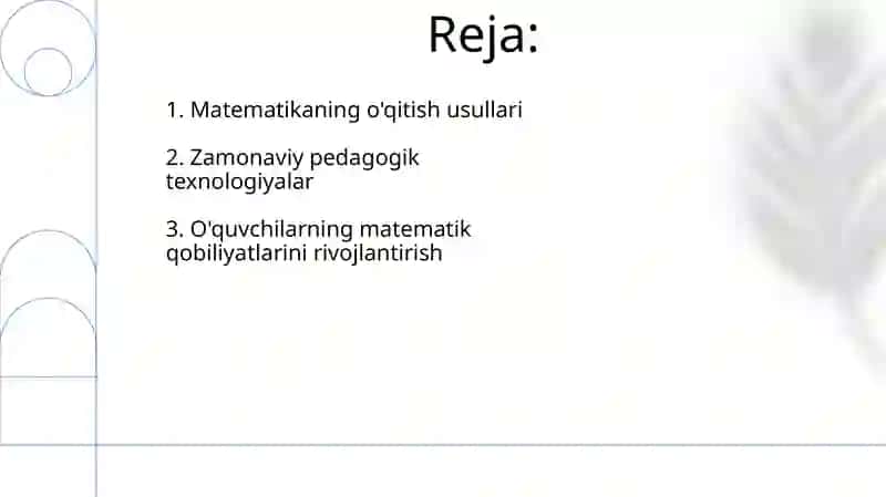 Matematika oʻqitish metodikasi pretmiti 2