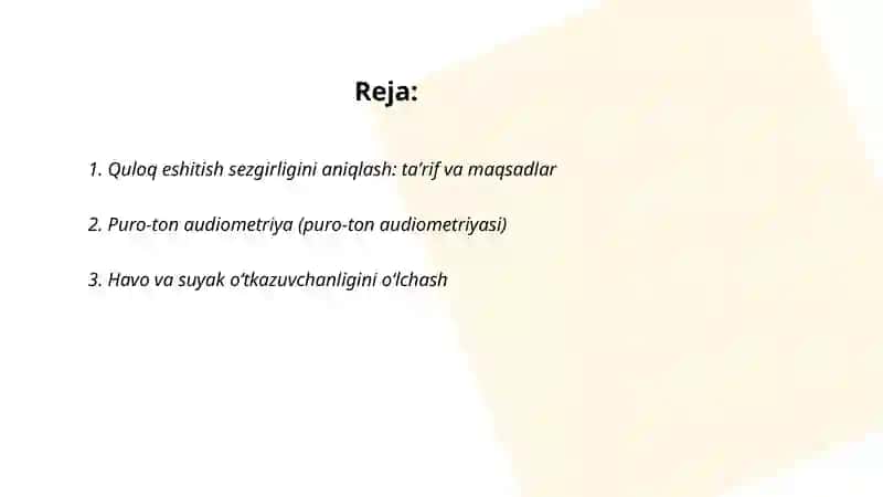 Quloqning eshitish sezgirligini aniqlash 2