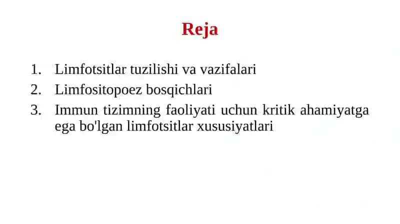 Limfositopoezning xususiyatlari 2