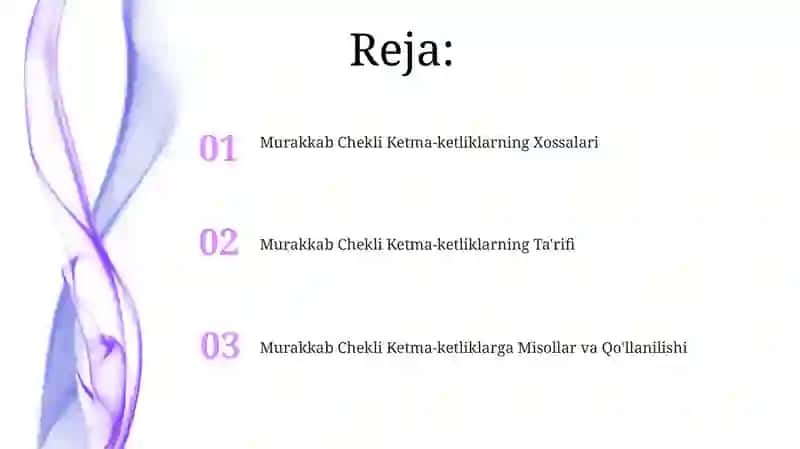 Murakkab Chekli Ketma-ketliklar 2