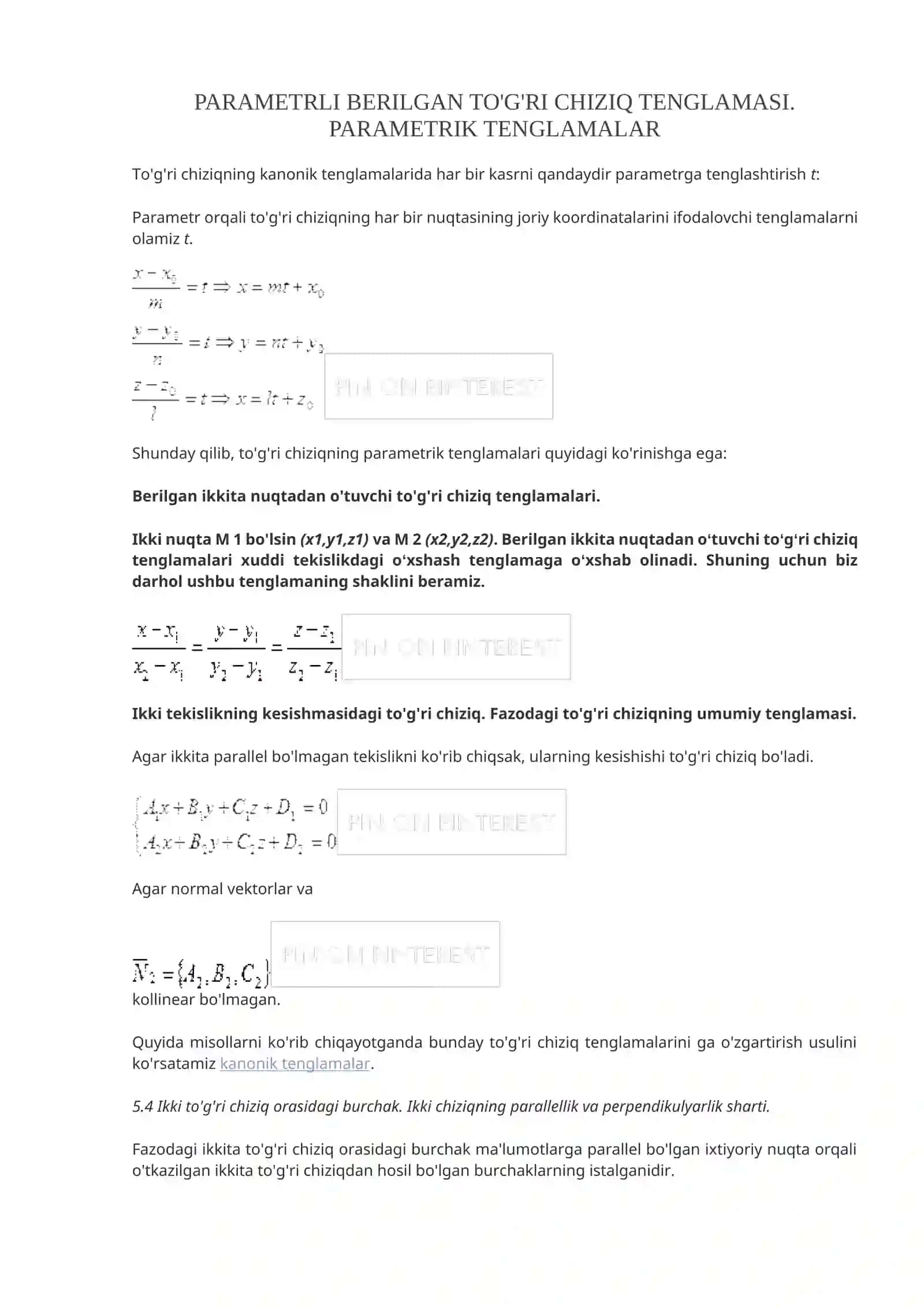 Matematik Analiz Parametriklar 2