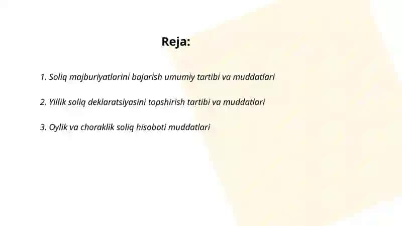 Soliq majburiyatini bajarish tartibi vamuddati 2