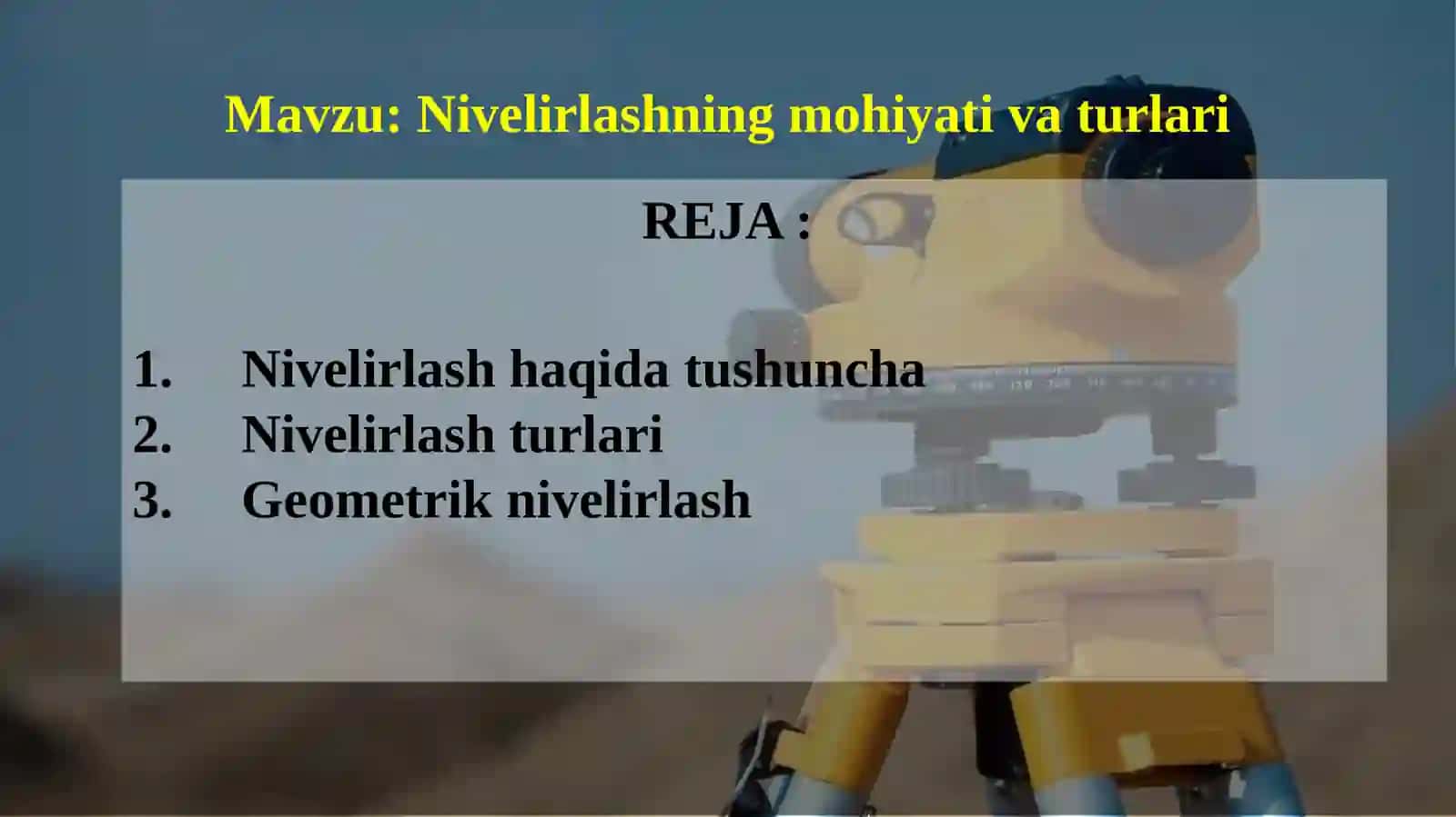 Injerlik geodeziya fanidan amaliy mashg’ulot darsi 2