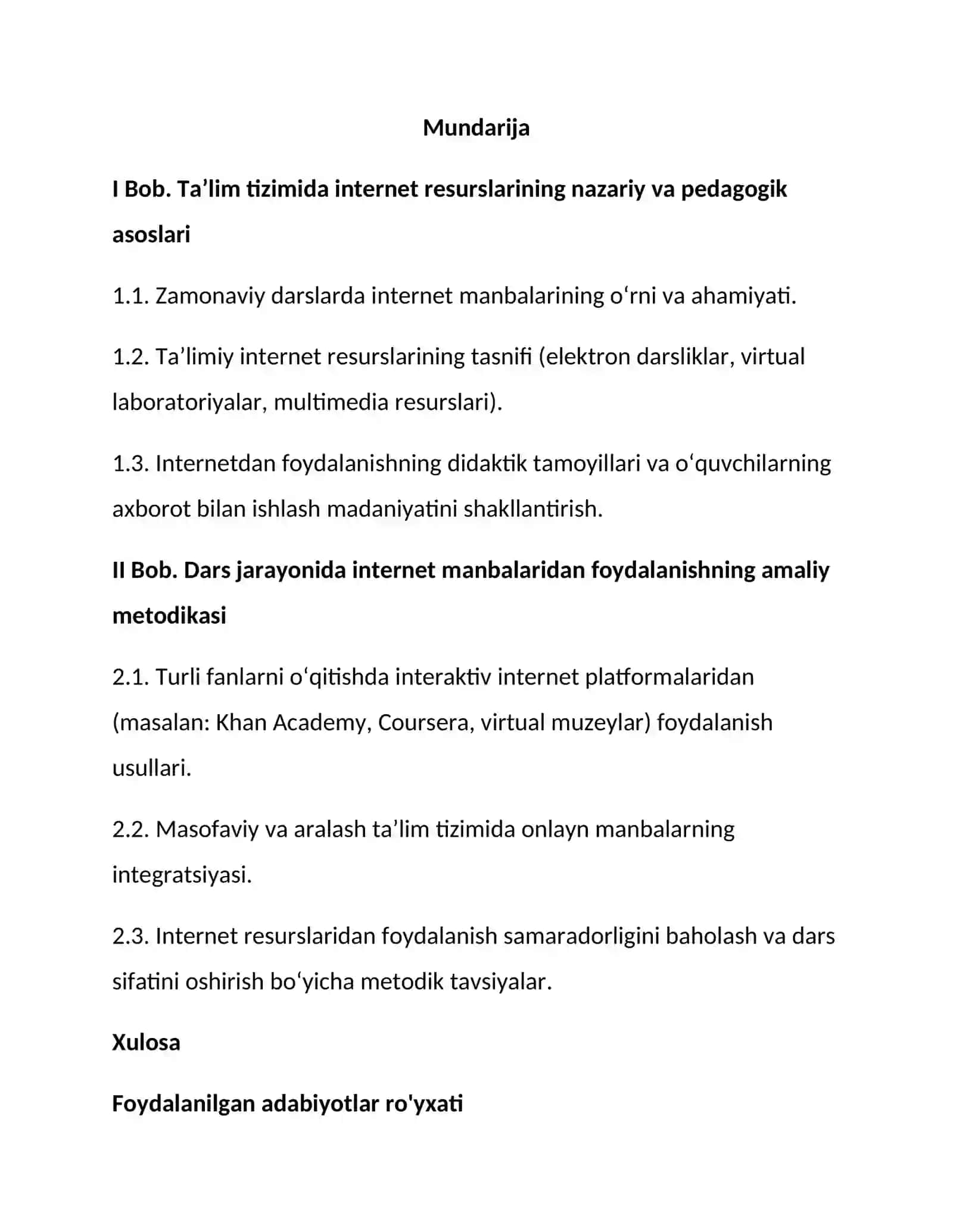 Biologiya oʻqitish metodikasi fani Kurs ishi 2
