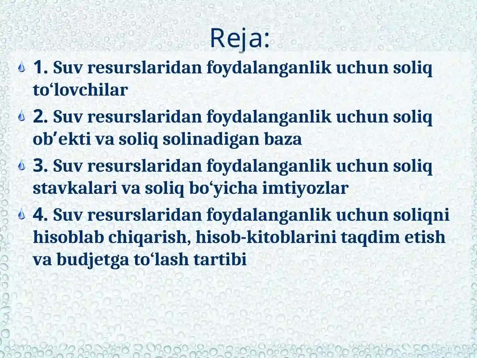 Suv resurslaridan foydalanganlik uchun soliq 2